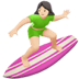 🏄🏻‍♀️ woman surfing: light skin tone display on Apple